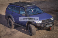 Багажник экспедиционный STC Mitsubishi Pajero Sport 2008-2015 ШТОРКА дальний, рабочий и задний свет