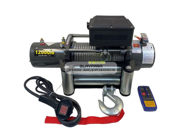 Лебедка электрическая 12V Electric Winch SC 12000lbs / 5443 кг IP66 стальной трос (влагозащита, радиоуправление,высокая скорость)