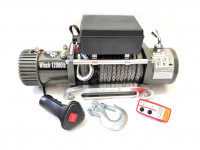 Лебедка электрическая 12V Electric Winch 12000lbs / 5443 кг IP66 синтетический трос (влагозащита, радиоуправление, моносоленоид)